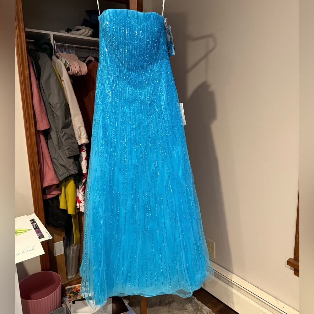 NWT Nordstrom Sean Collection Strapless Blue Sequin Gown M